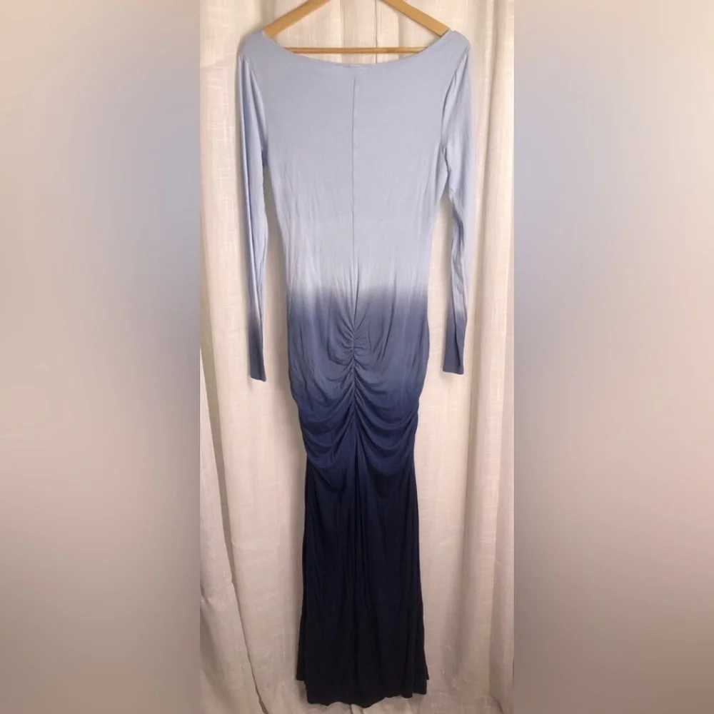 VENUS Gradient Blue Lace-Up Ombre Long Sleeve Dress NWOT M